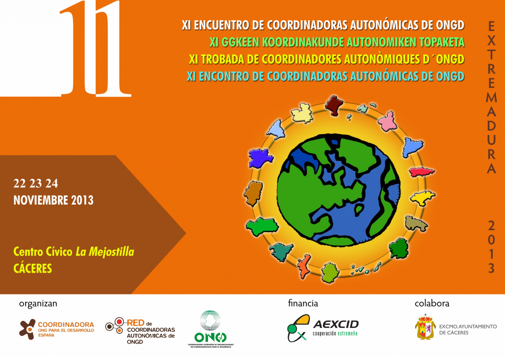 El XI Encuentro de Coordinadoras Autonómicas de ONGD se celebrará en Cáceres los días 22, 23 y 24 Noviembre
