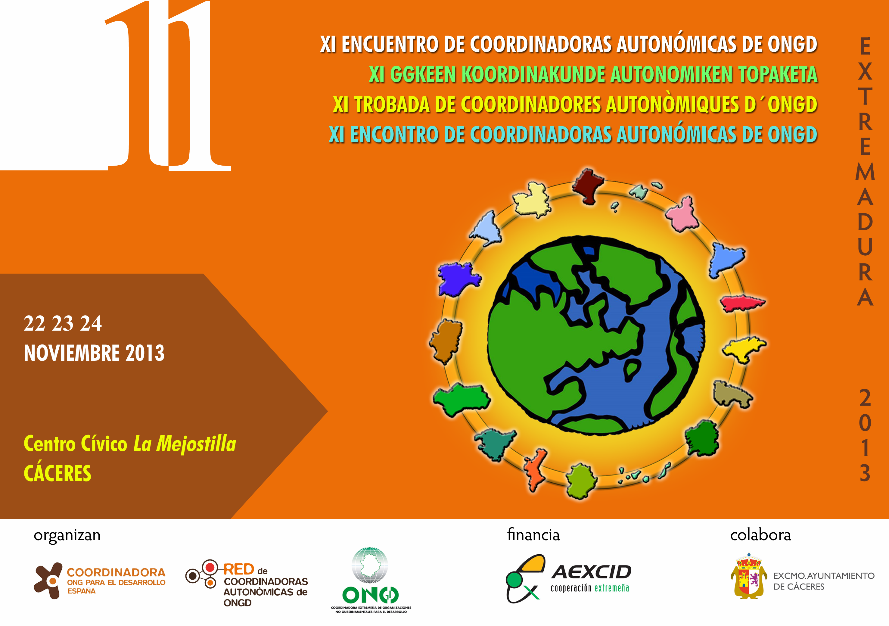 El XI Encuentro de Coordinadoras Autonómicas de ONGD se celebrará en Cáceres los días 22, 23 y 24 Noviembre