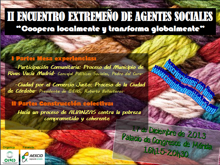 II Encuentro Extremeño de Agentes Sociales:»Coopera localmente y transforma globalmente»