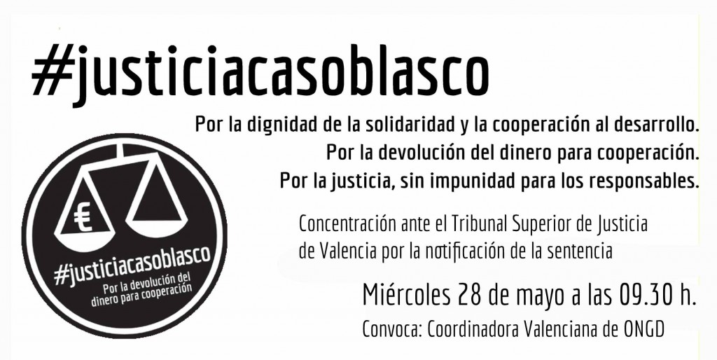 La Coordinadora Valenciana de ONGD satisfecha ante la sentencia del caso Blasco que castiga el expolio a la cooperación