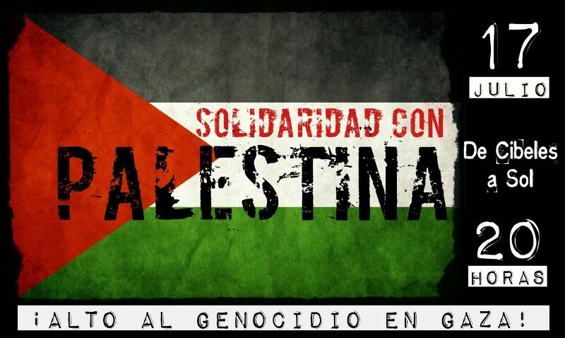 La Coordinadora de ONGD llama a la manifestación en solidaridad con Palestina Jueves, 17 de julio, 20h., de Cibeles a Sol