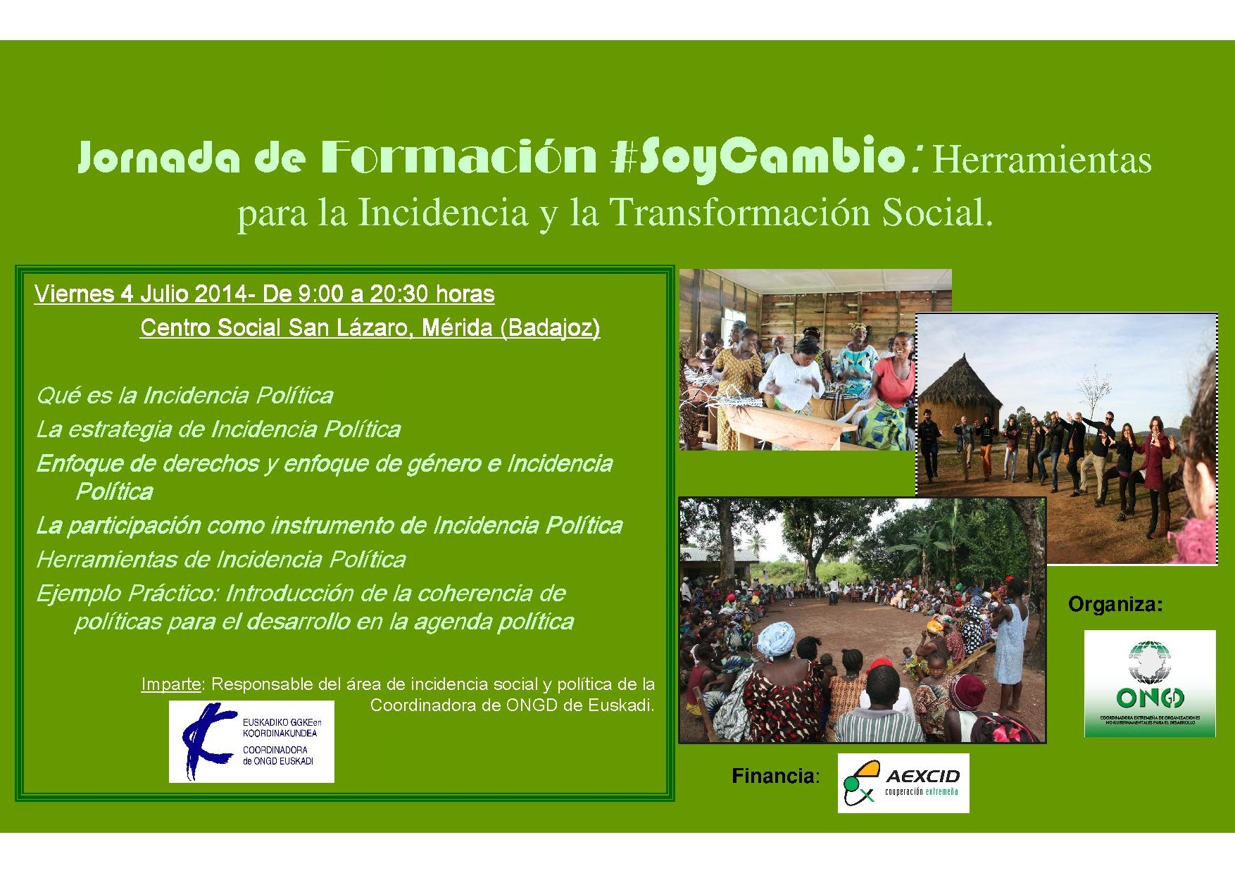 Jornada de Formación #SoyCambio:  Herramientas para la Incidencia y la Transformación Social