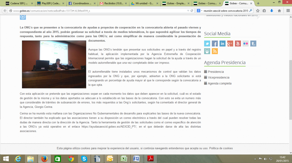 Formación sobre Convocatoria de Proyectos de Cooperación Organizado por AEXCID