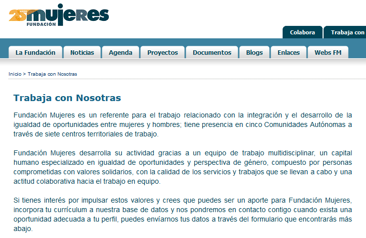 Fundación Mujeres, oferta de empleo