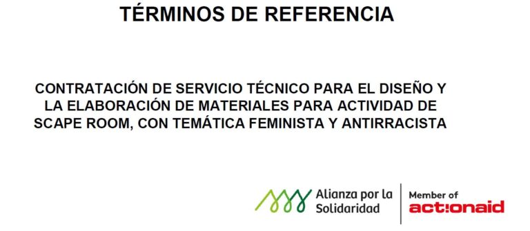 TDR: Contratación servicio técnico para diseño y elaboración de materiales para Scape Room
