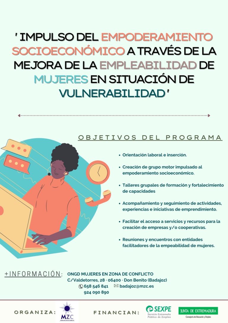 MZC PROGRAMA: «Impulso del empoderamiento socioeconómico a través de la mejora de la empleabilidad de mujeres en situación de vulnerabilidad»