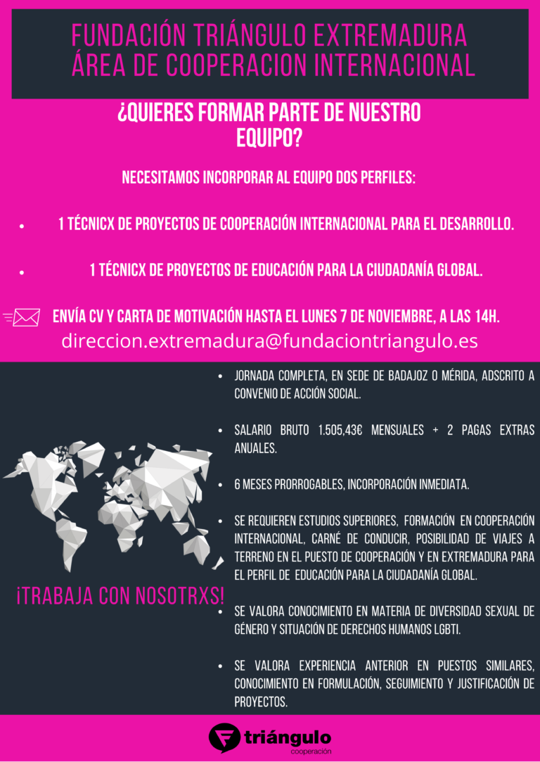 FUNDACIÓN TRIÁNGULO_ VACANTES EMPLEO PARA DOS TÉCNICAS/OS: COOPERACIÓN Y ECG