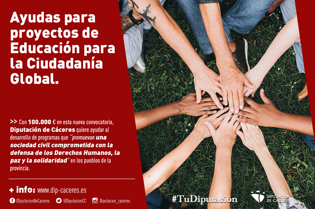 Diputación Provincial de Cáceres: Bases reguladoras y convocatoria de subvenciones para realizar proyectos de Educación para la Ciudadanía Global.