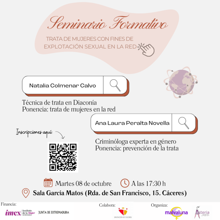 MALVALUNA: «SEMINARIO FORMATIVO SOBRE LA TRATA DE MUJERES CON FINES DE EXPLOTACIÓN SEXUAL EN LA RED»